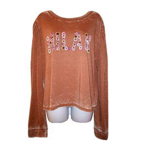 ANTHROPOLOGIE RECYCLED KARMA NWT X-Large Orange Antiqued Cotton Knit Top "Milan"